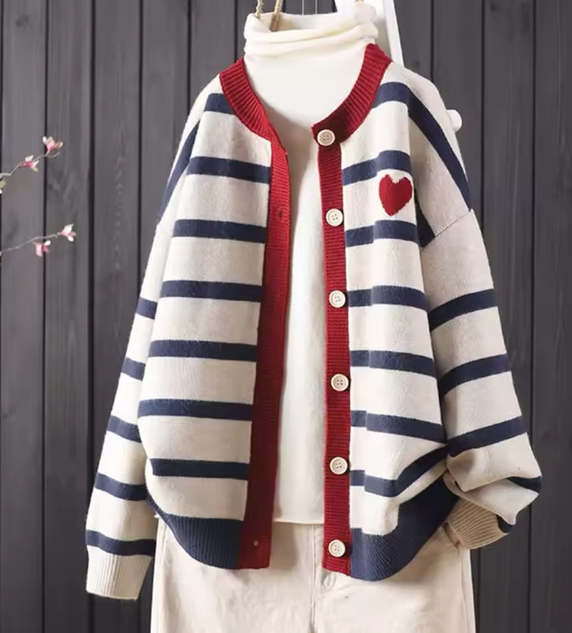 Love Heart Stripe Cardigan image 3