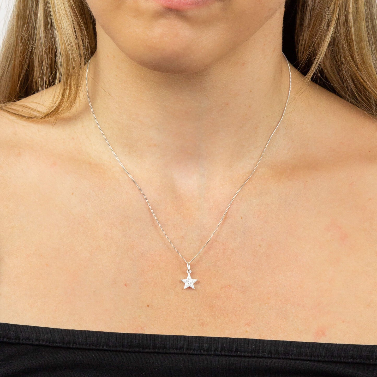 Sterling Silver Star Pendant with Cubic Zirconia