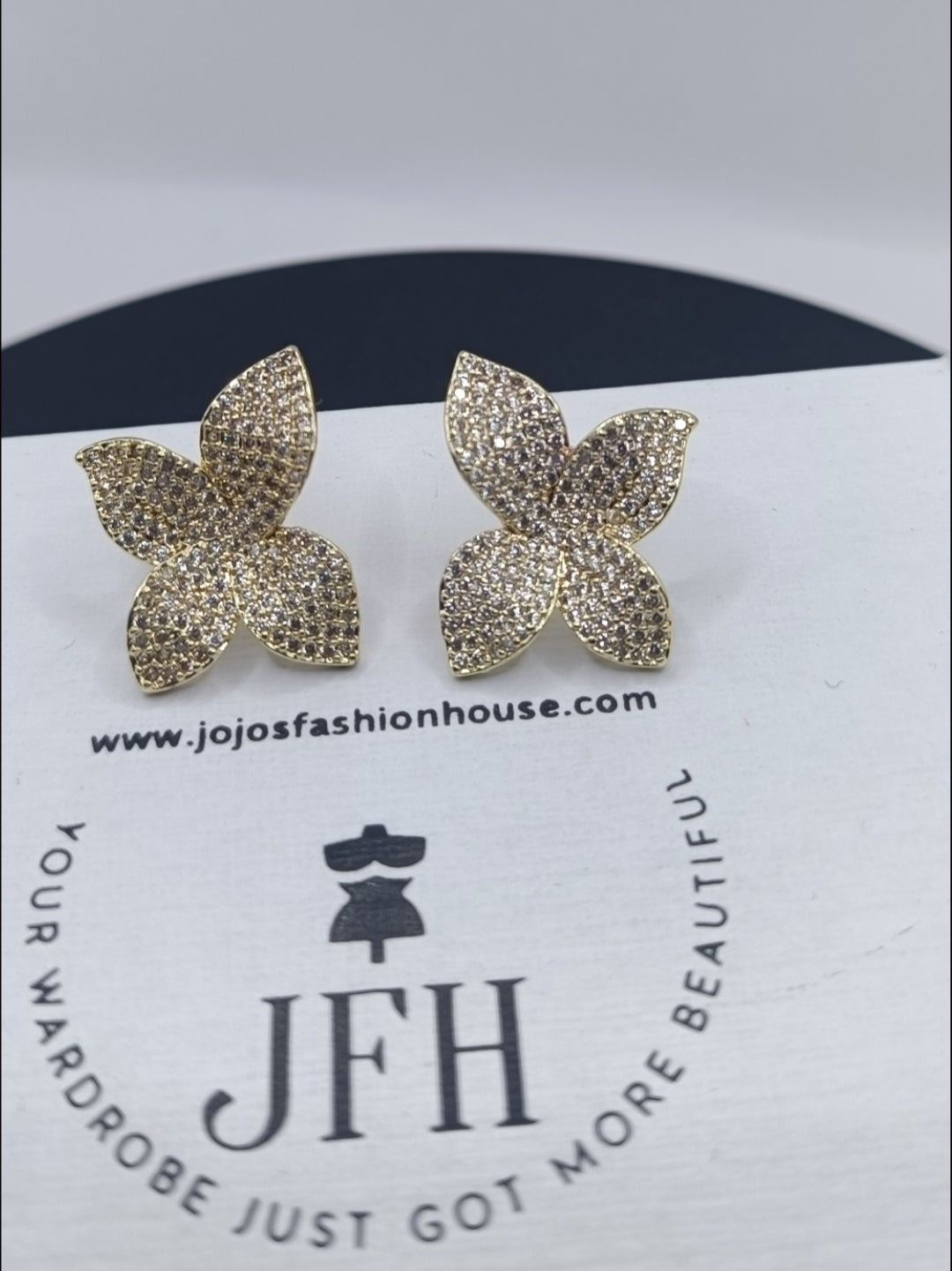 Sienna Diamante Petal Stud - Gold