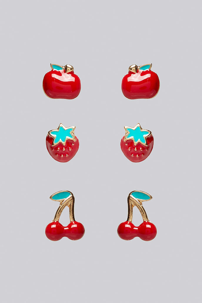 3 Pack Fruit Stud Earrings