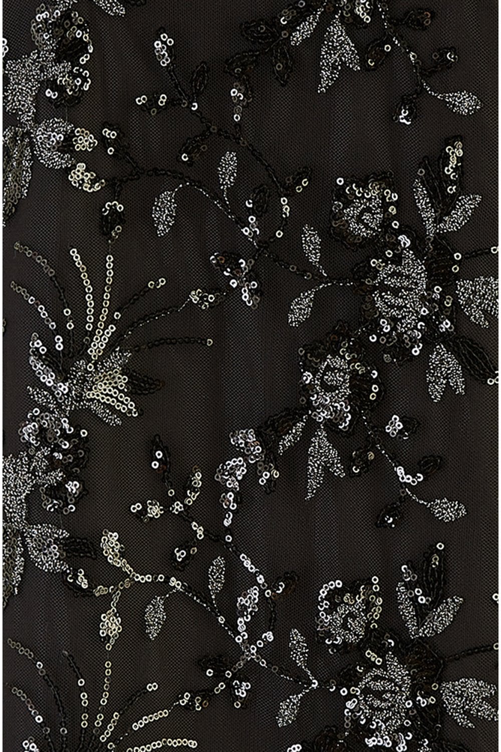 Black Sequin Embroidered Tunic Dress With Feather Trim Hemline - Sizes 8 to 16