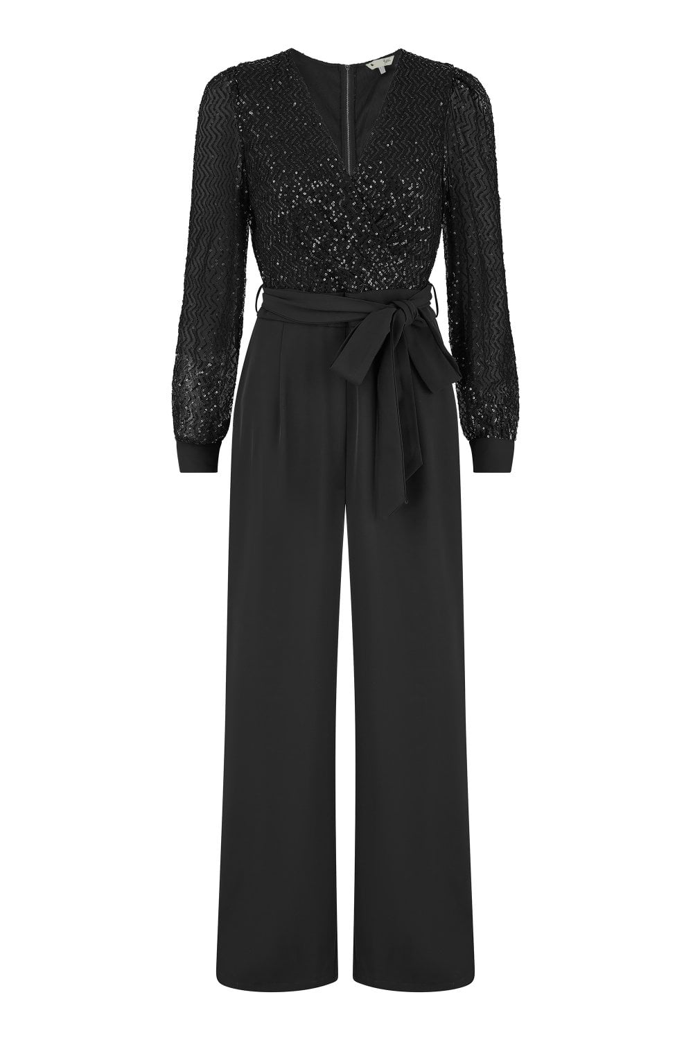 Long Sleeve Black Sequin Jumpsuit - Sizes 8 to 16