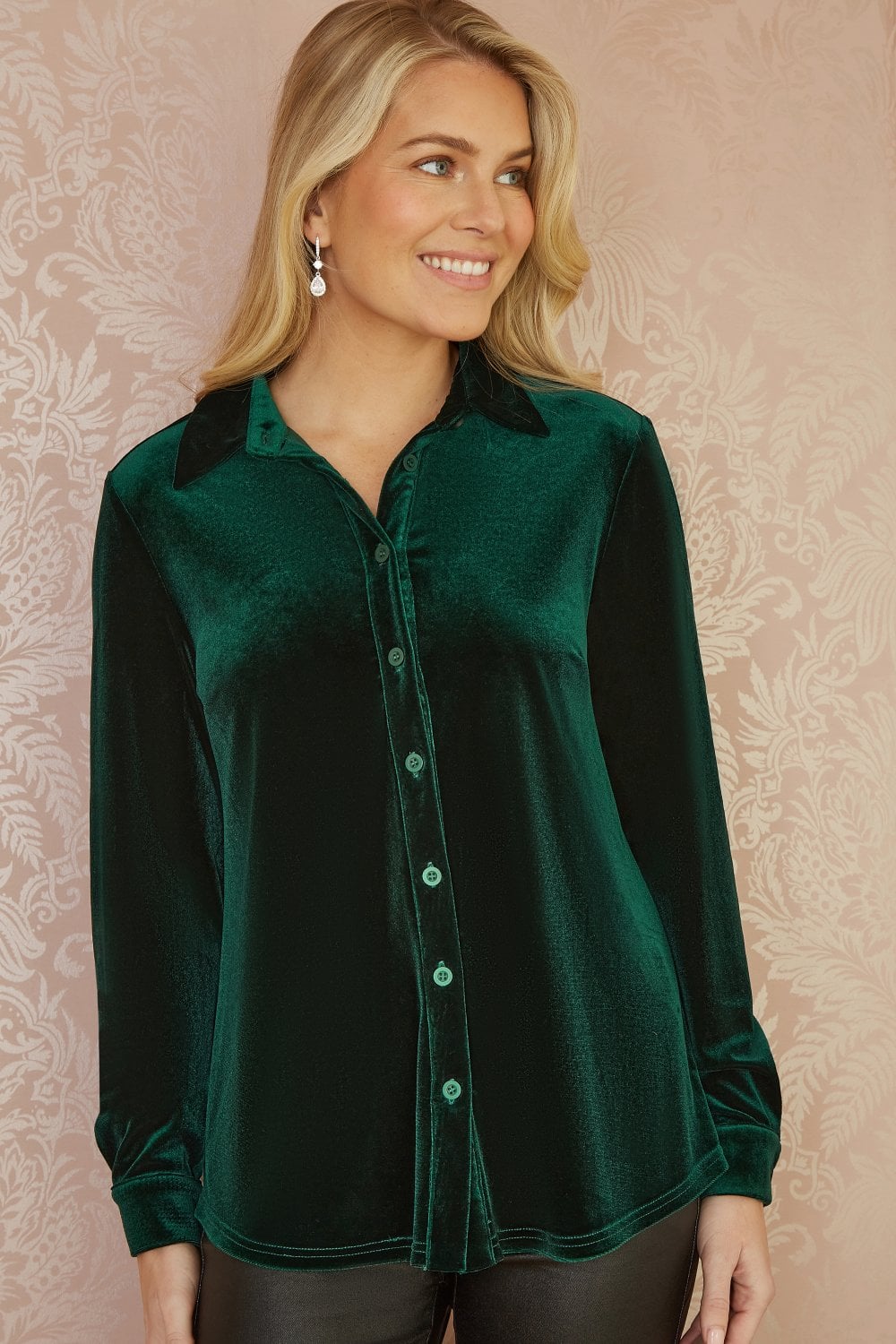 Green Velvet Relaxed Fit Shirt - Sizes 8 to 24