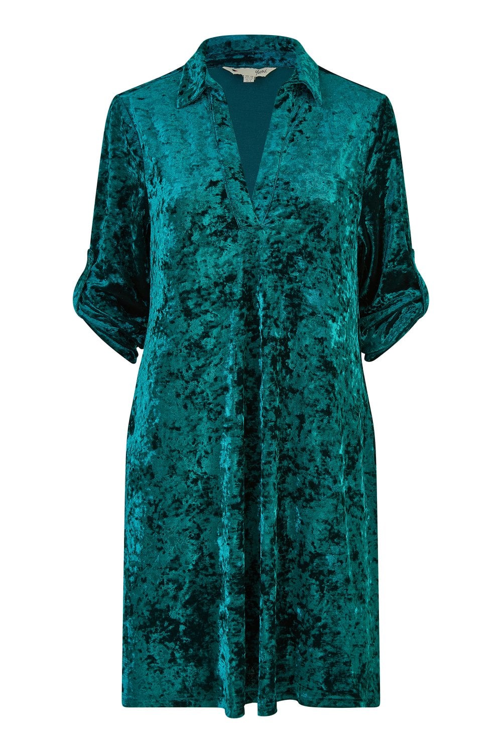 Green Velvet Tunic Dress With 3/4 Sleeves - Sizes 8 to 26