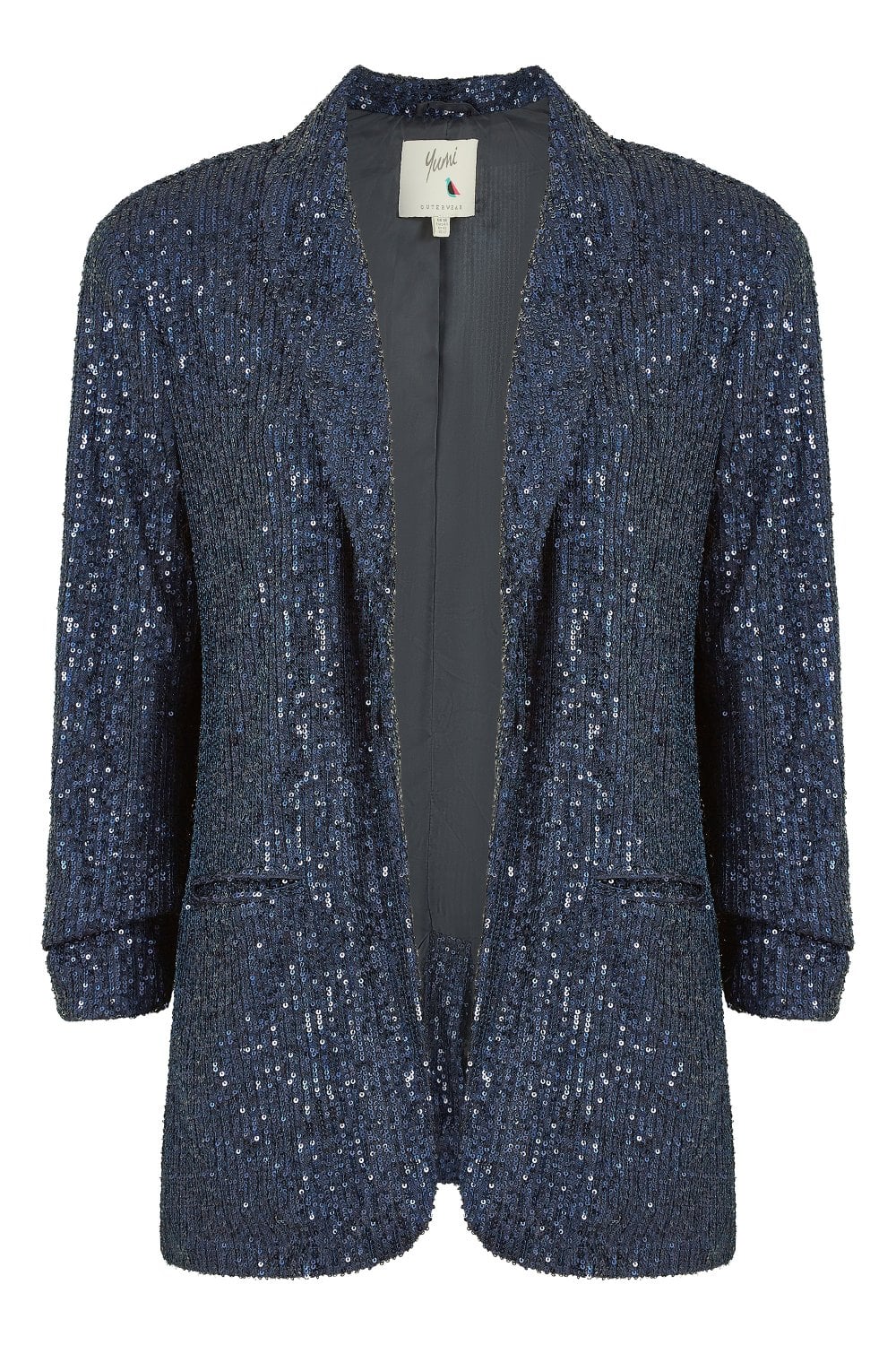 Navy Sequin Blazer With Pockets - Sizes 8 to 26