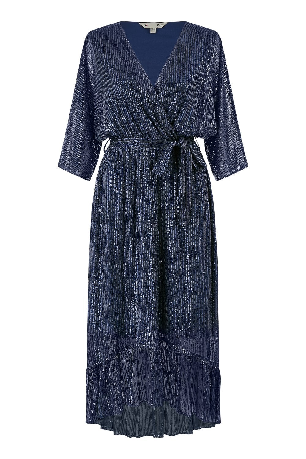 Navy Sequin Kimono Midi Wrap Dress - Sizes 8 to 22