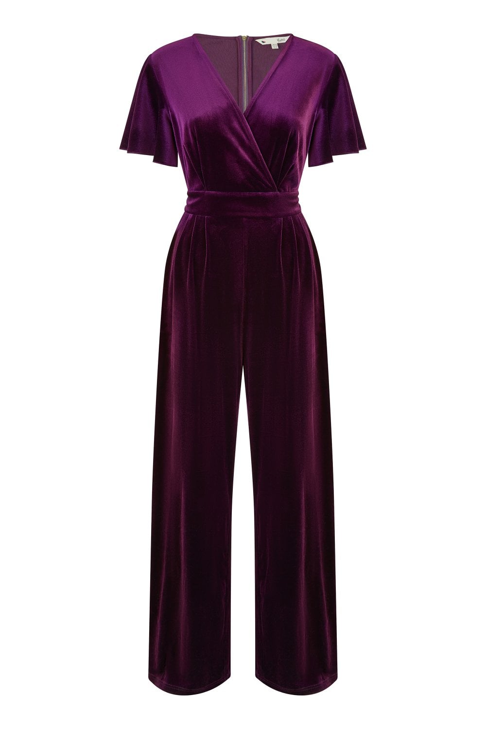 Purple Velvet Jumpsuit With Angel Sleeves - Size 8 to 18