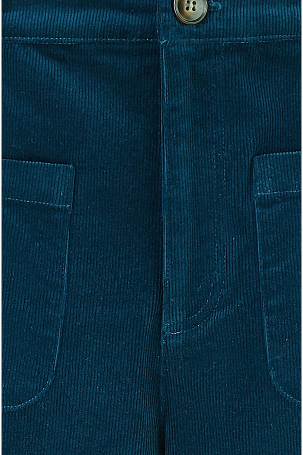 Teal Cord Trousers With Patch Pockets