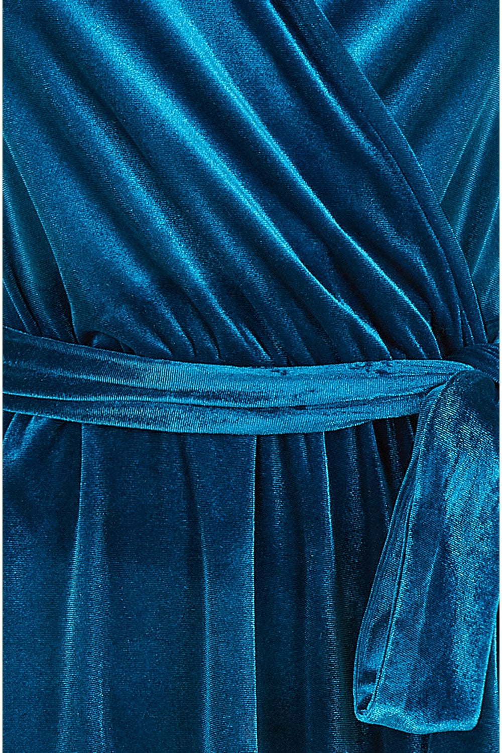 Teal Wrap Over Velvet Midi Dress - Sizes 8 to 26