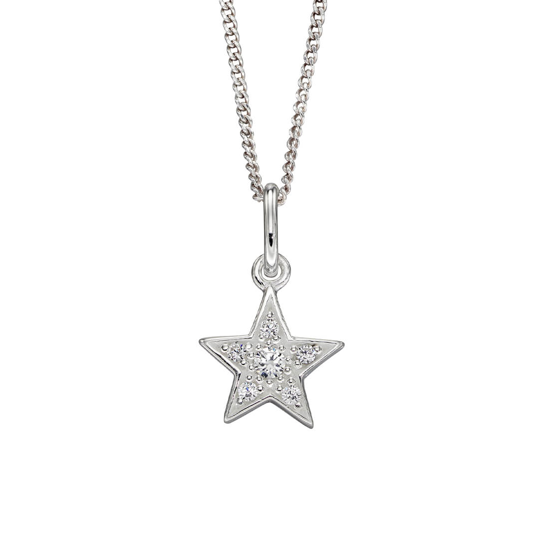 Sterling Silver Star Pendant with Cubic Zirconia