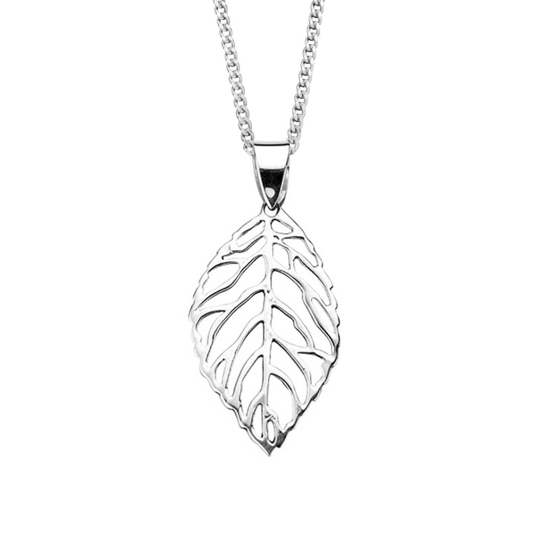 Sterling Silver Cut Out Leaf Pendant