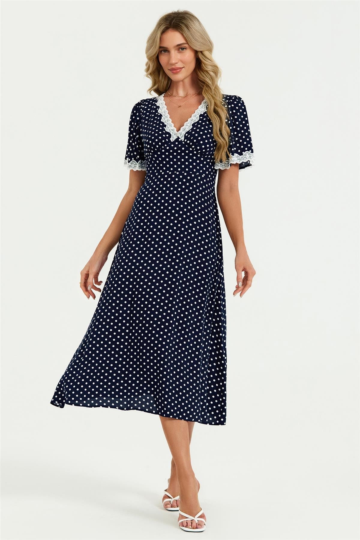 Navy Polka Dot Dress