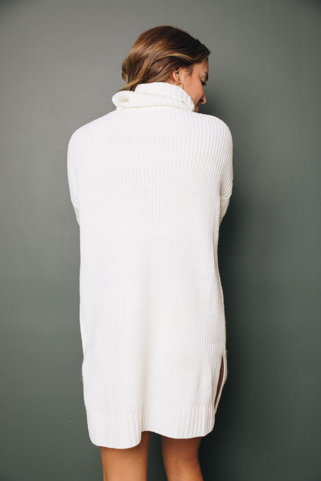 White Cable Knit Jumper Dress