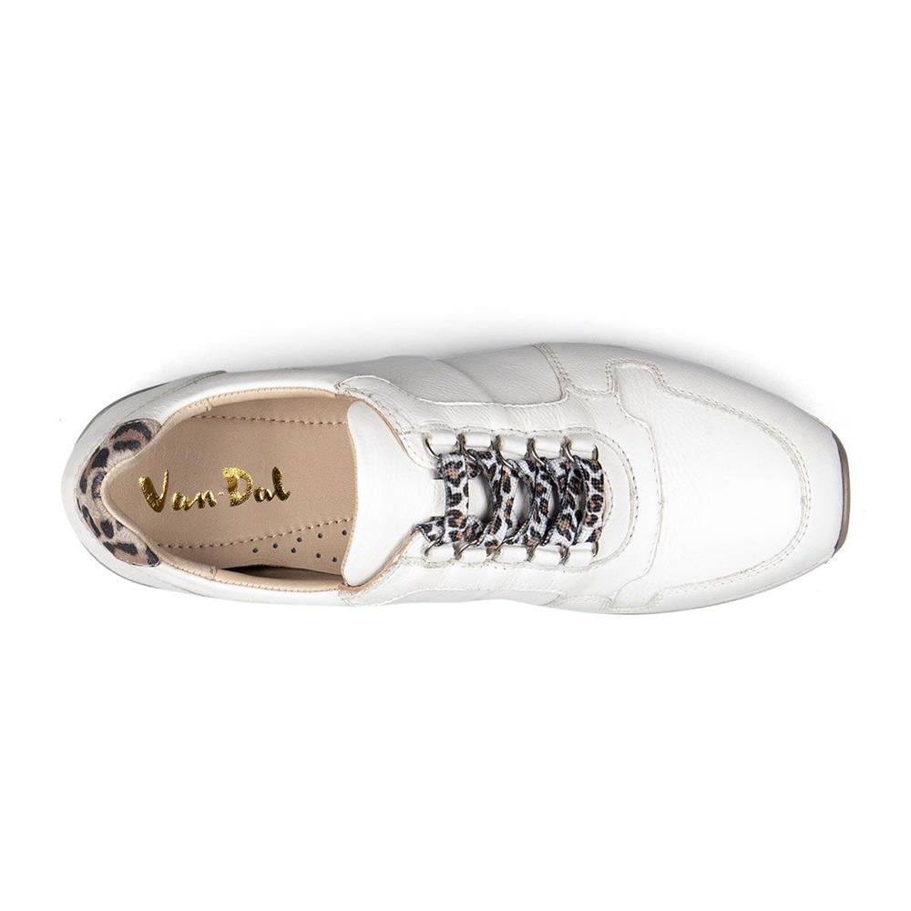 White Metallic Leather Trainer | Wide E Fit