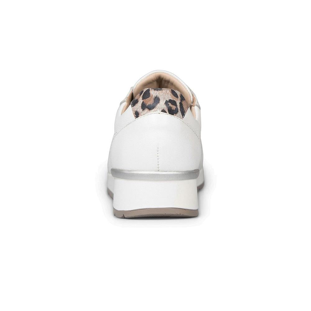 White Metallic Leather Trainer | Wide E Fit