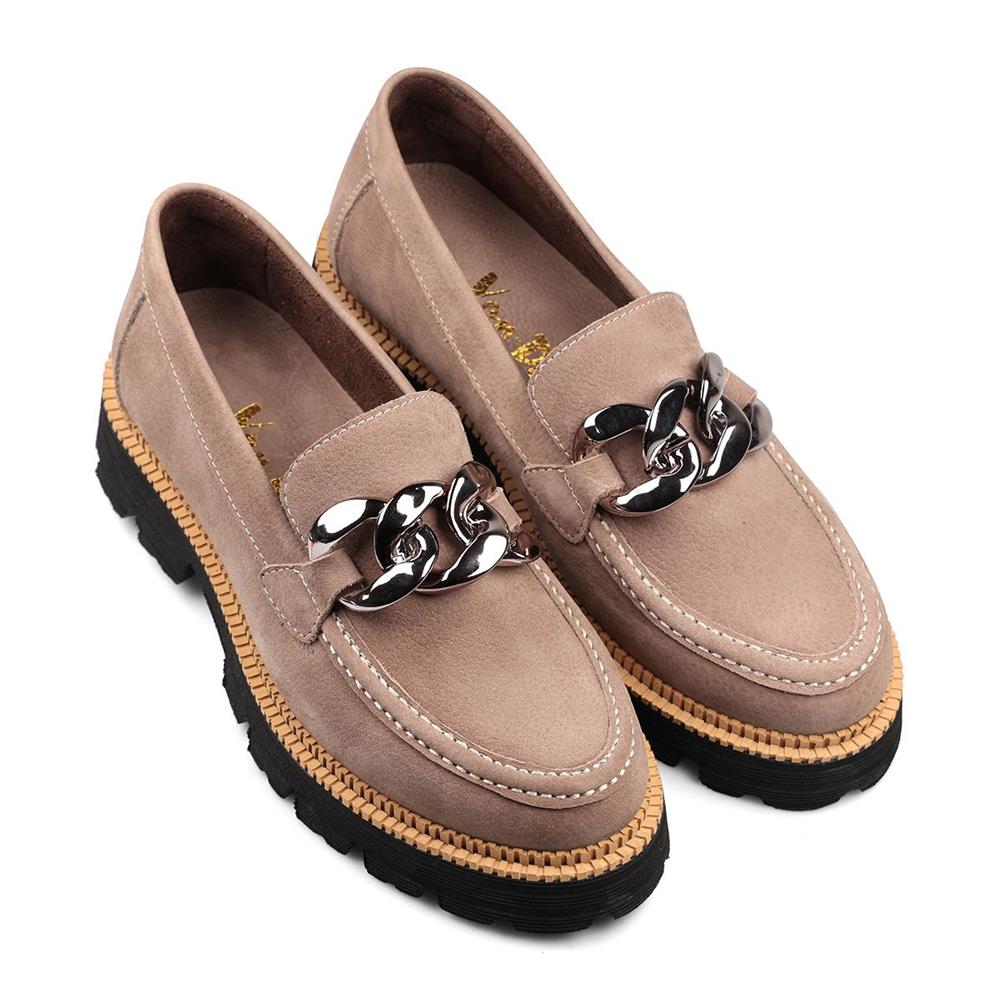 Taupe Nubuck Loafers - E Fit