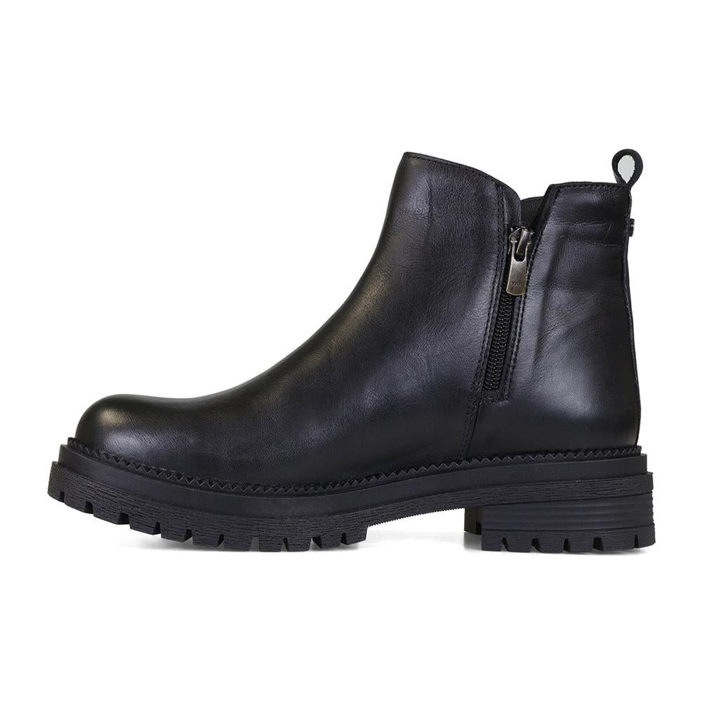 Van Dal Black Leather Chunky Ankle Boots - E Fit