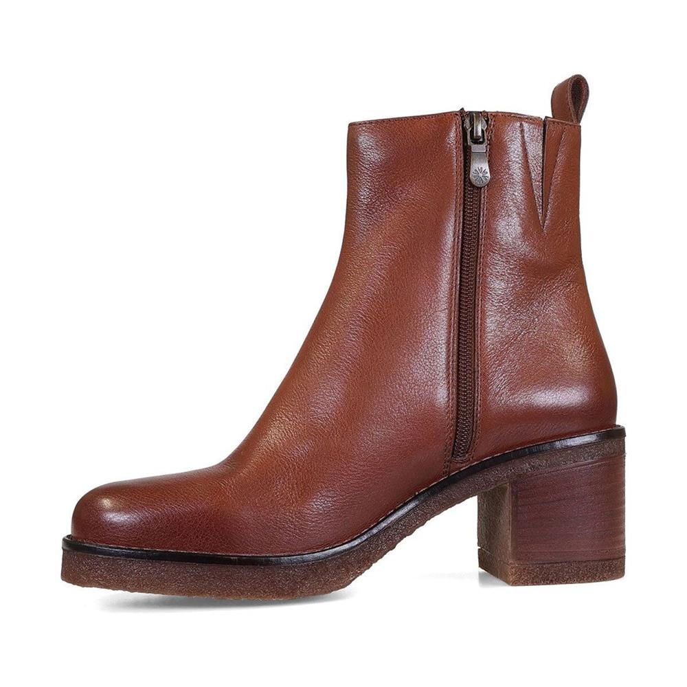 Tan Tumbled Leather Boots - Wide Fit