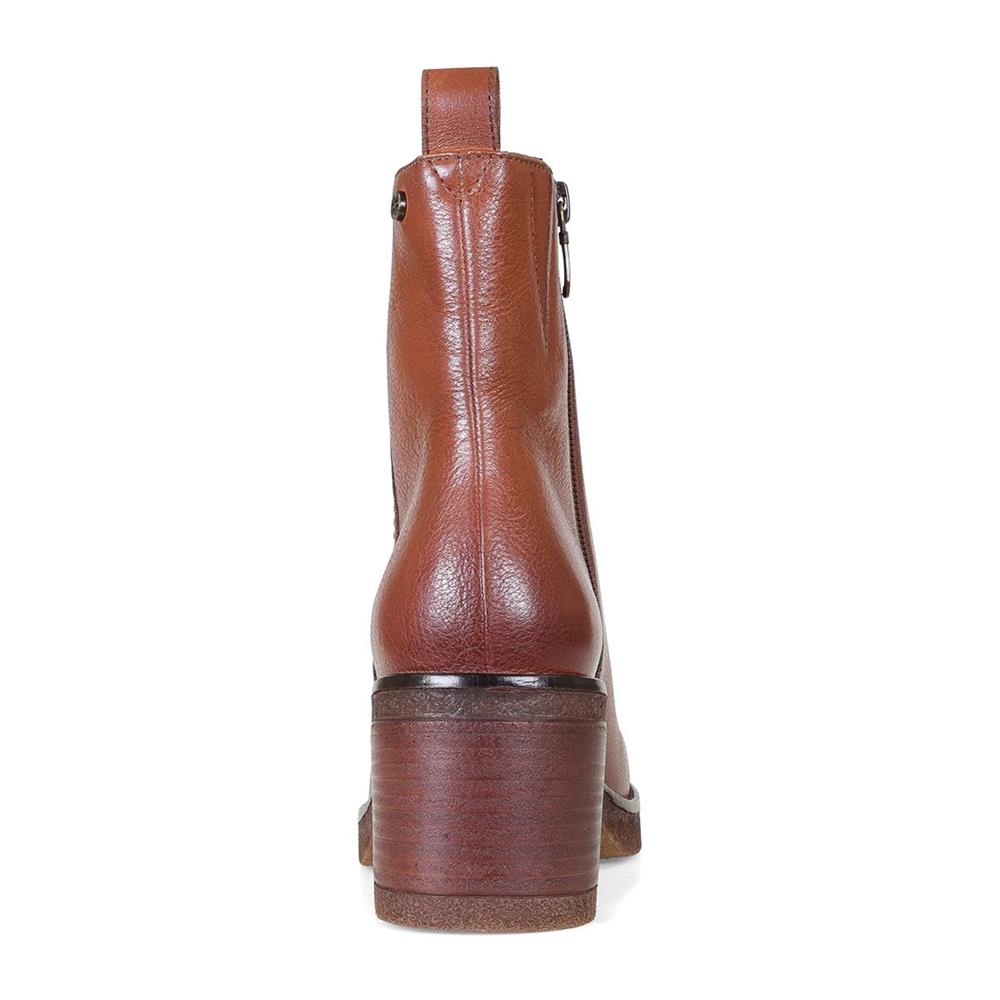 Tan Tumbled Leather Boots - Wide Fit