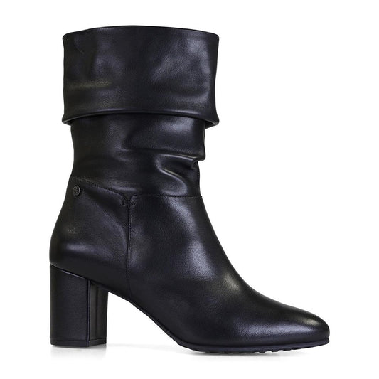Van Dal Black Soft Leather Ruched Boots - EE Wide Fit - Half Sizes