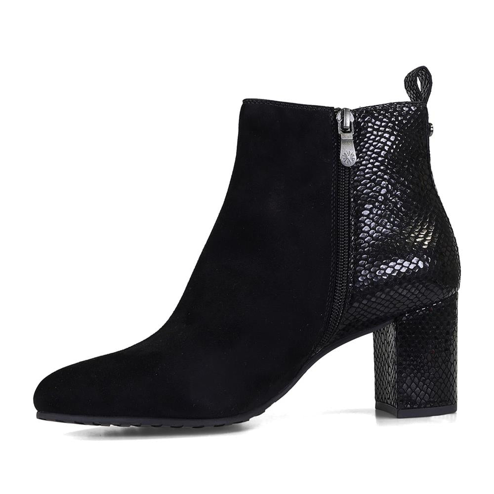 Black Soft Suede and Leather Boots - EE Wide Fit - Half Sizes