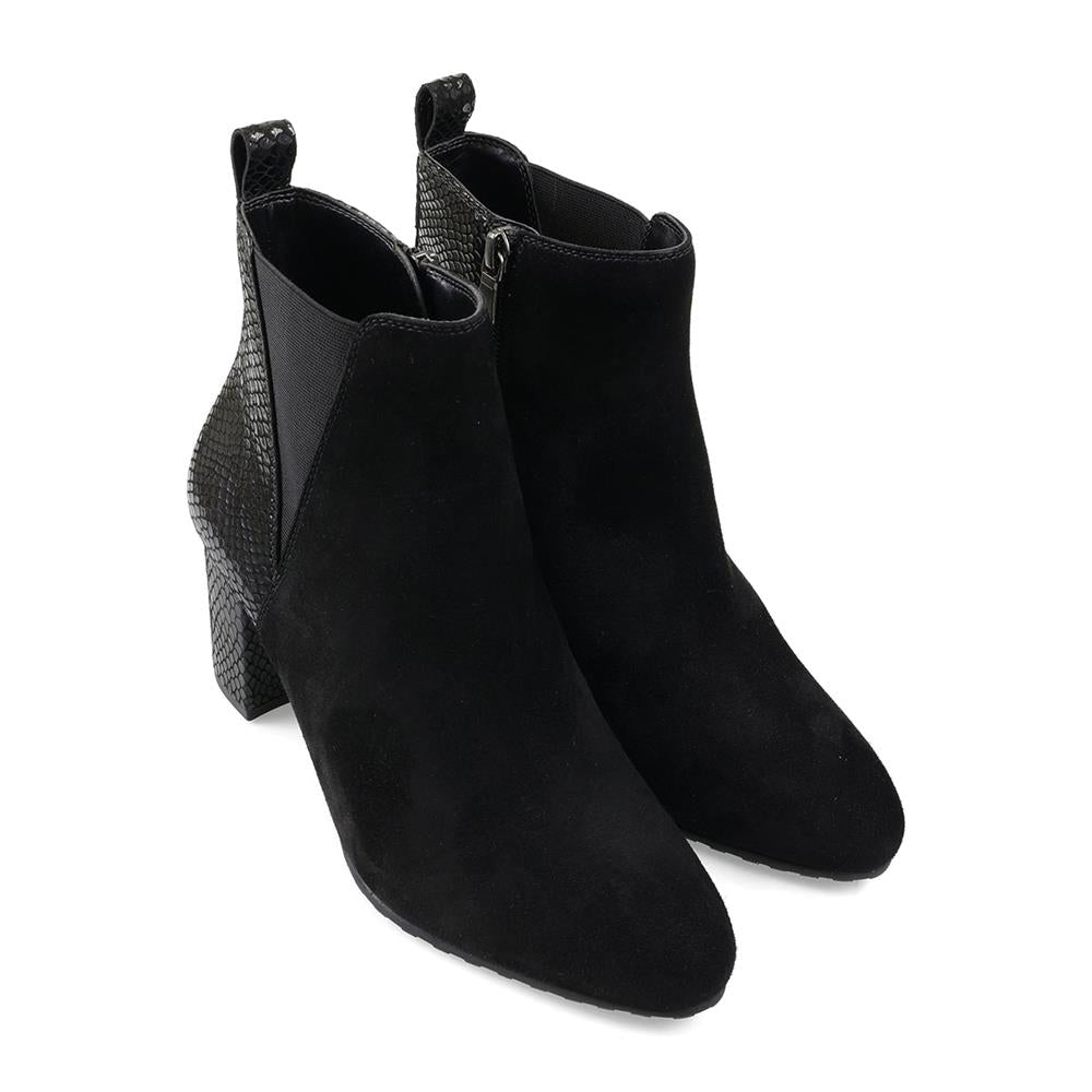 Black Soft Suede and Leather Boots - EE Wide Fit - Half Sizes