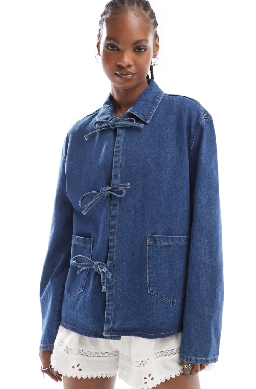 Tie Front Oversize Denim Jacket  image 0