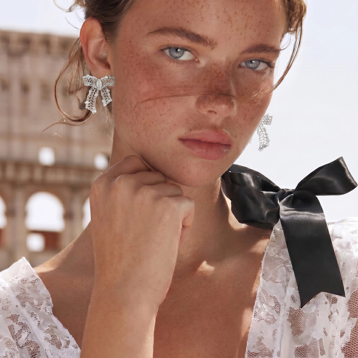 Lace Bow Earrings