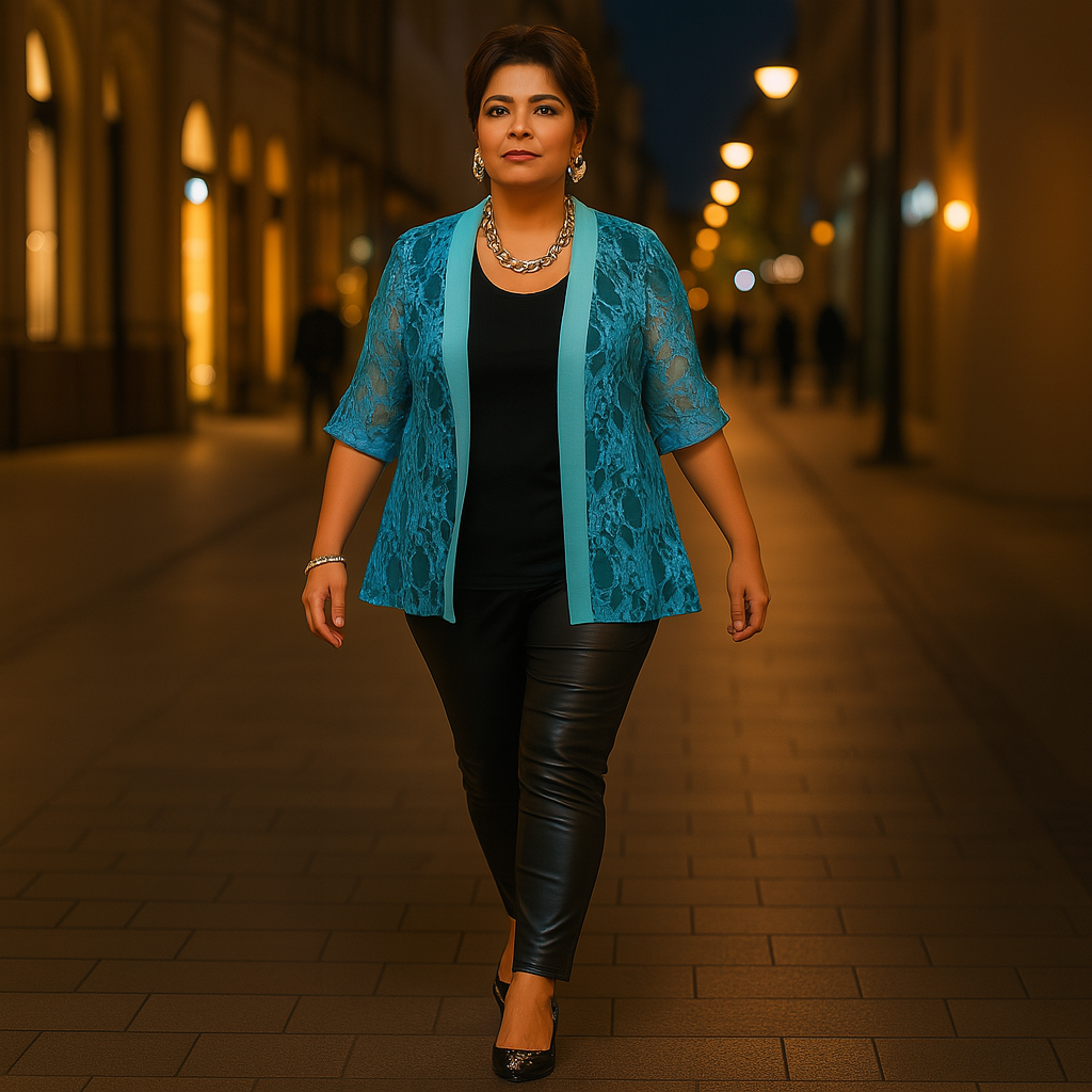Satin Panel Lace Jacket with Button Sleeves - Various Colour Options