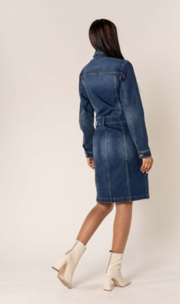 Button Down Denim Shirt Dress image 3