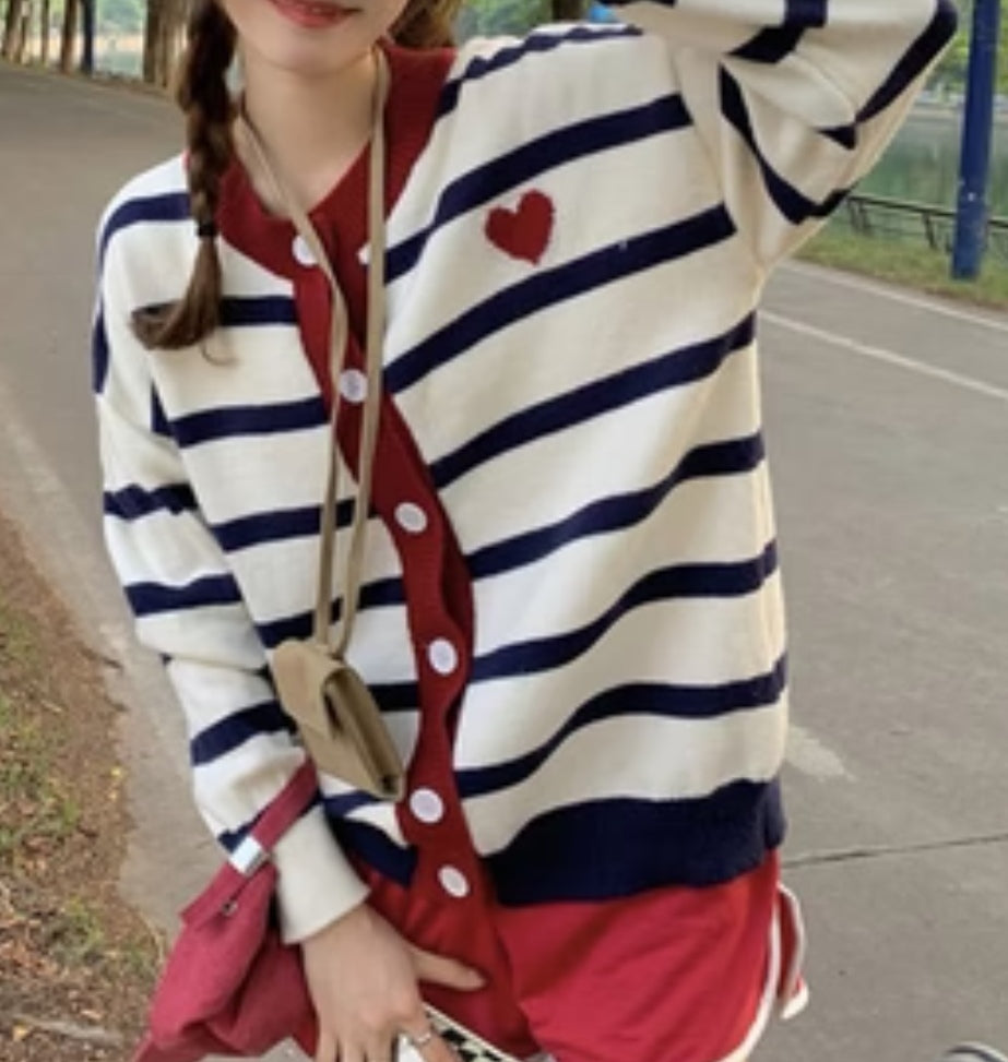 Love Heart Stripe Cardigan  image 1