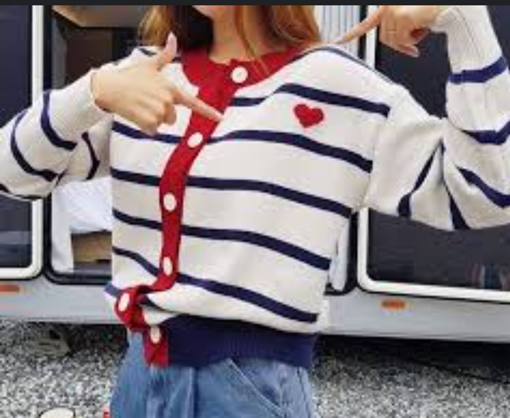 Love Heart Stripe Cardigan  image 2