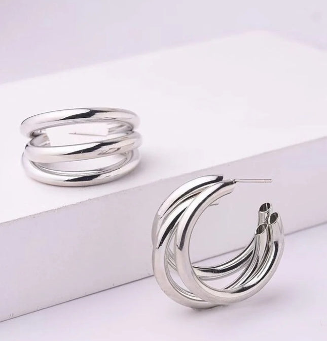 Laura Triple Hoop - Silver  image 1