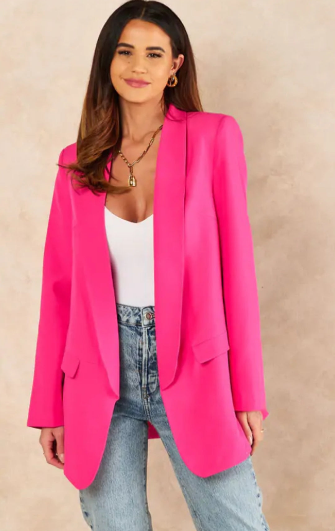 Oversized Longline Blazer - Hot Pink image 0