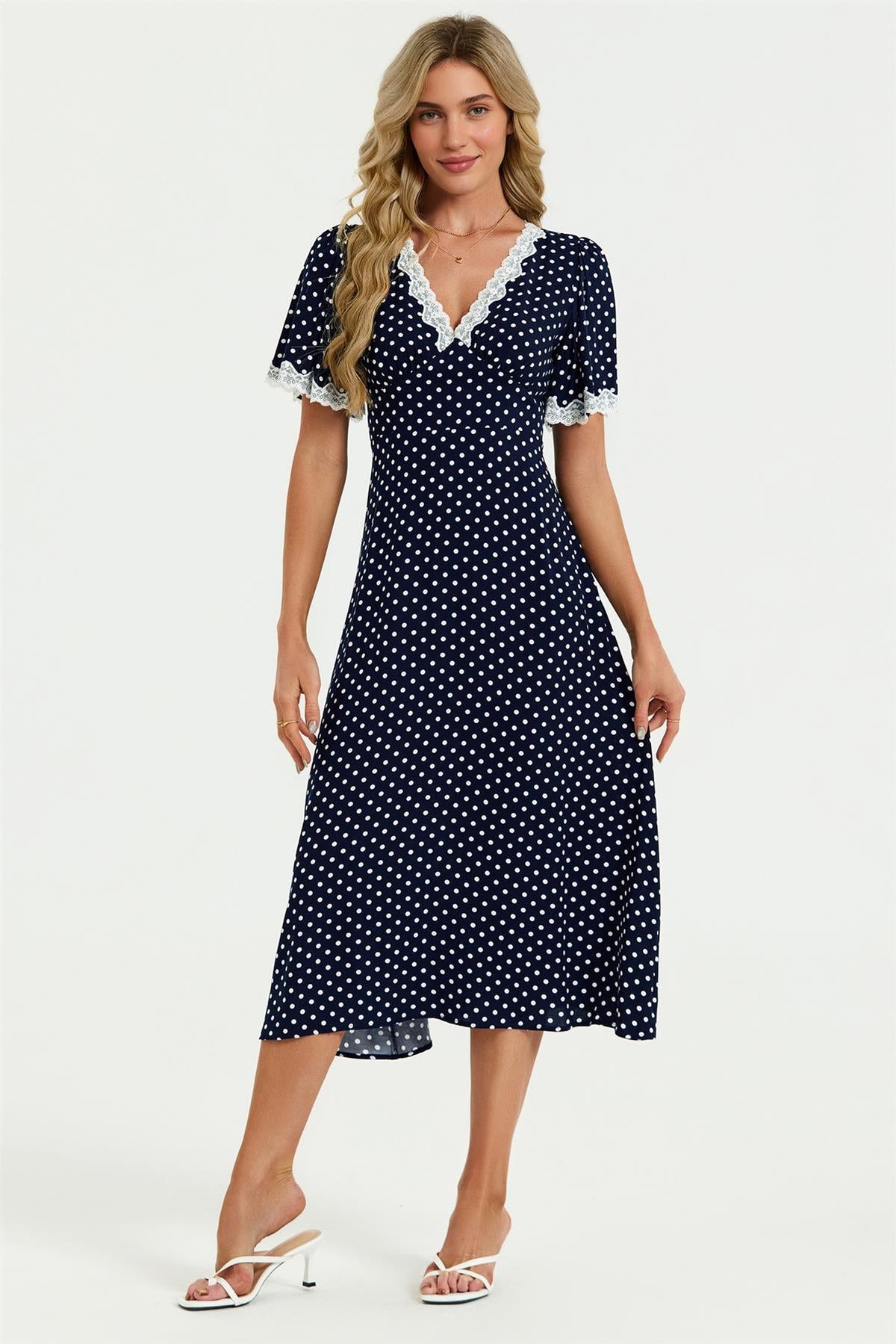 Navy Polka Dot Dress