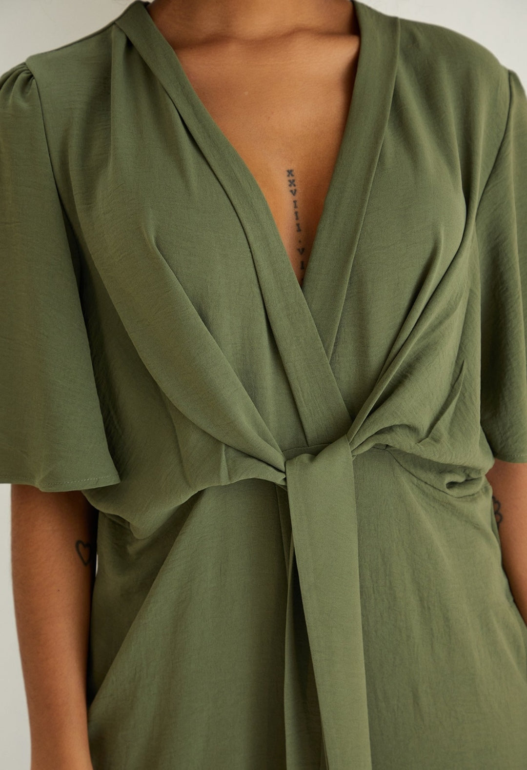 Angel Sleeve Wrap Jumpsuit - Khaki - By Jenerique image 3