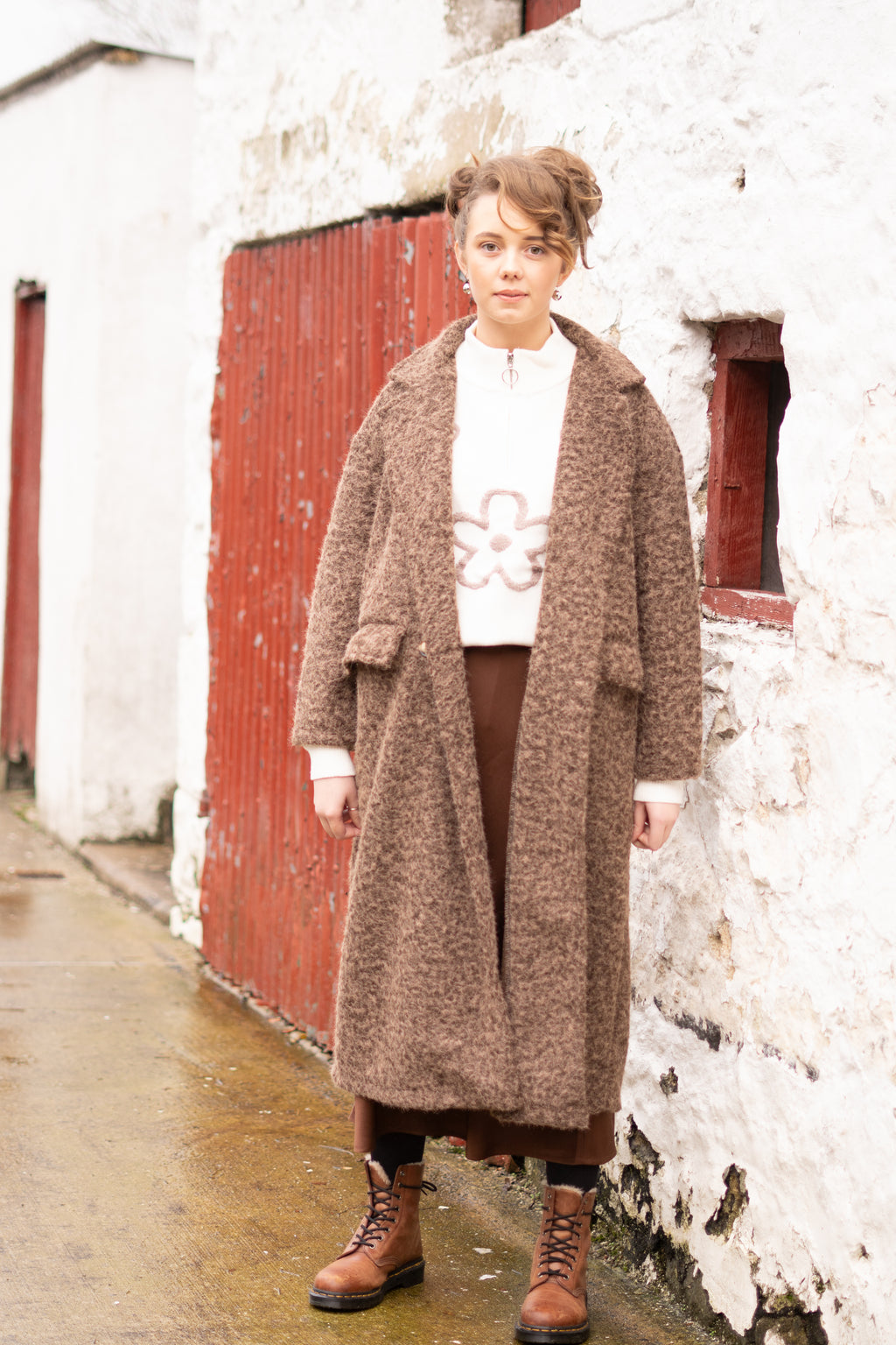 Boucle Oversized Coat in Chocolate - One Size - 10 to 16 image 2