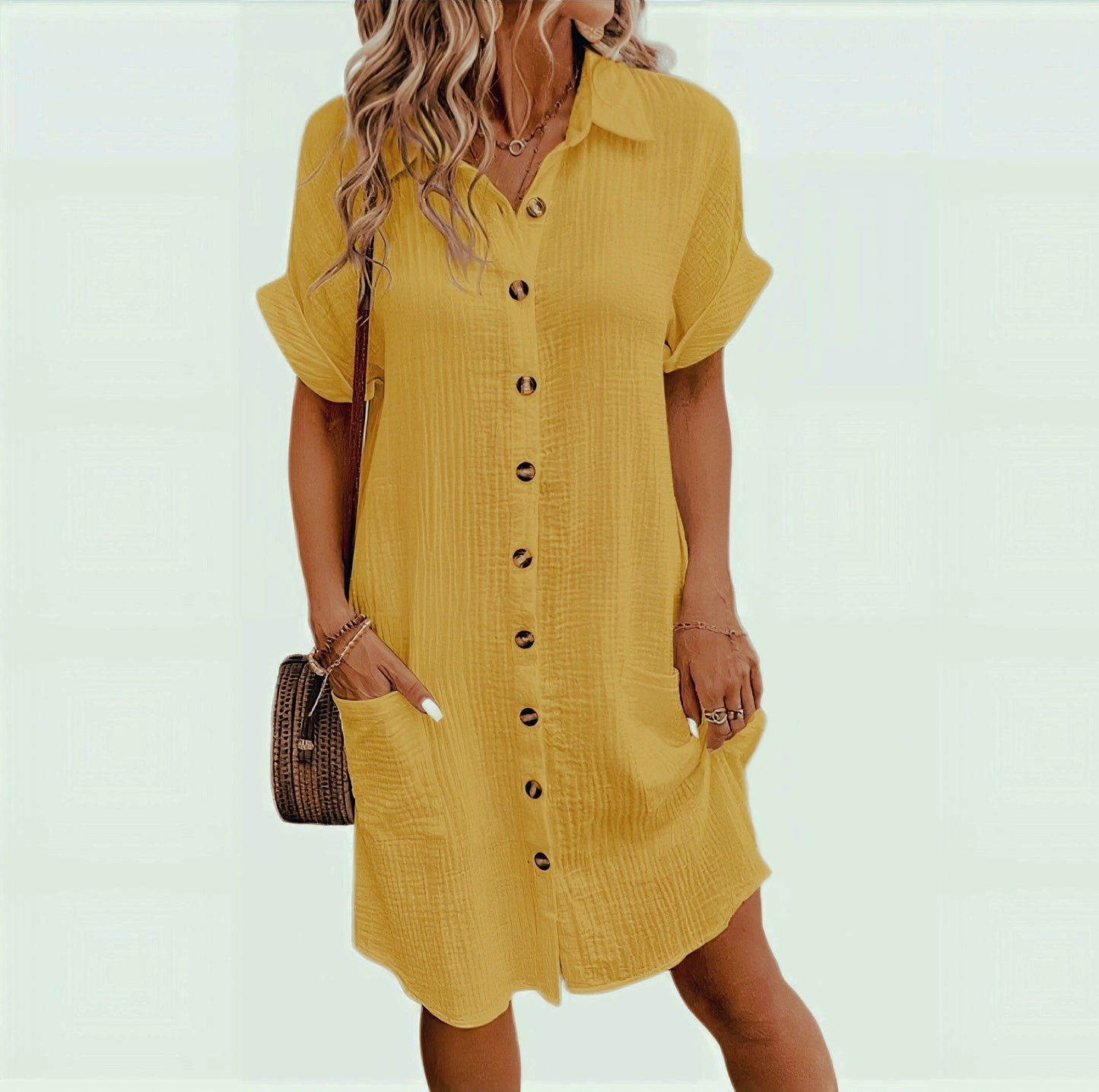 Linen Button Down Shirt Dress  image 0