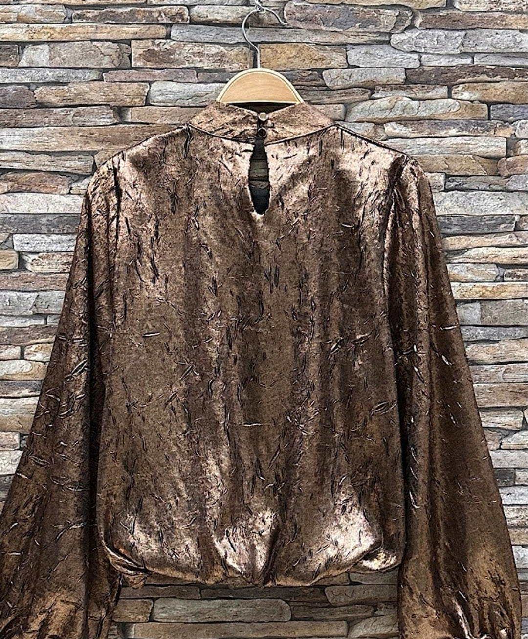 Bronze Shimmer Long Sleeve Top - One Size 8 to 14  image 1