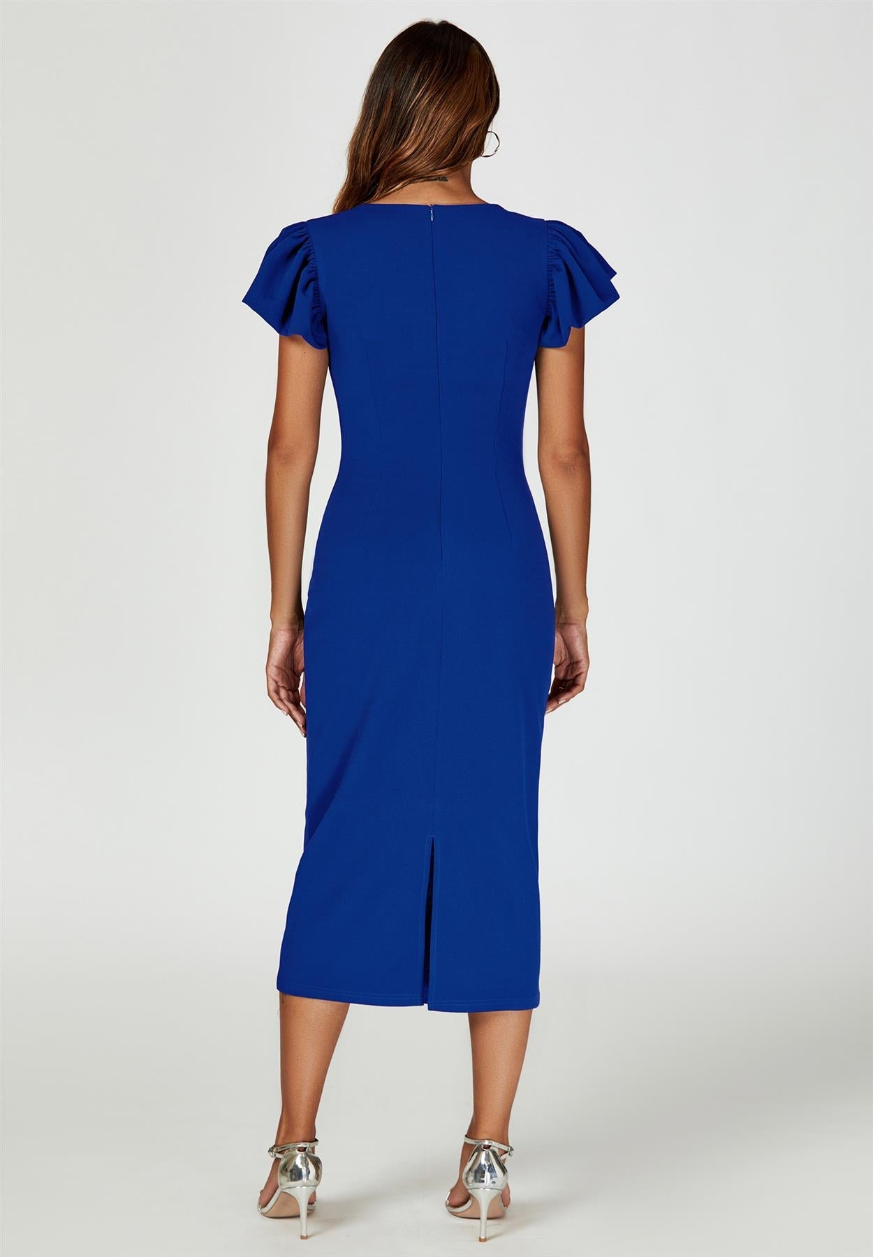 Royal Blue Volume Sleeve Midi Dress