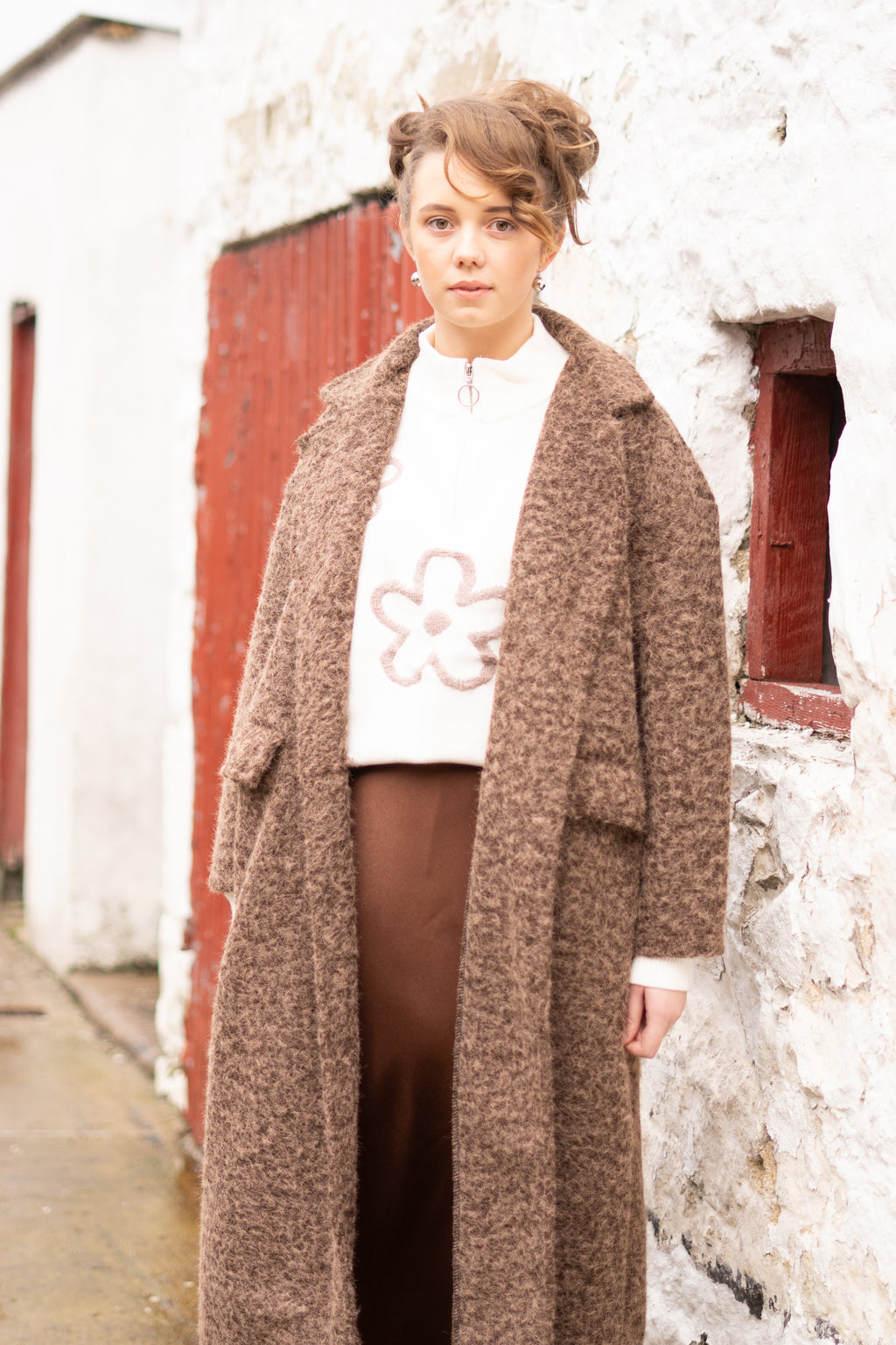 Boucle Oversized Coat in Chocolate - One Size - 10 to 16 image 3