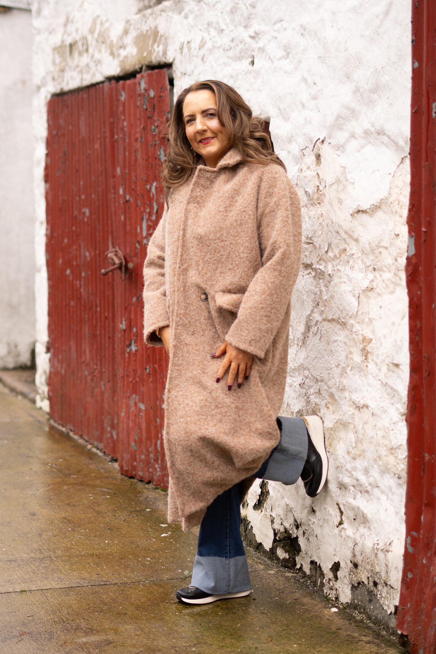 Boucle Oversized Coat in Camel - One Size - 10 to 16 image 0
