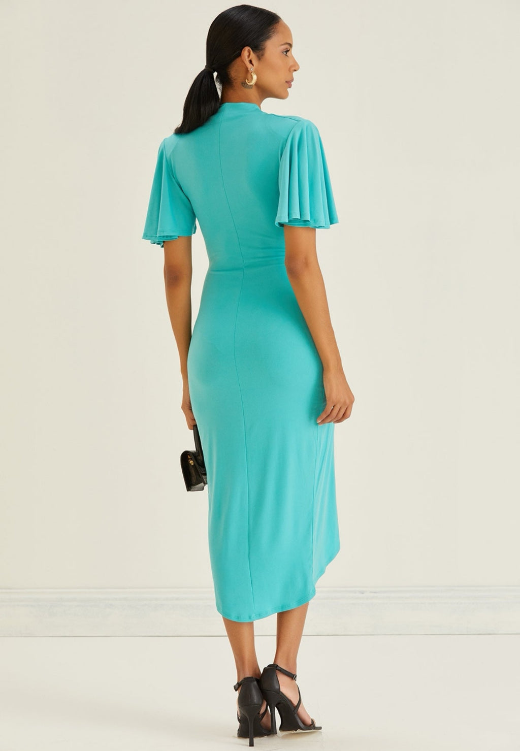 Angel Sleeve Wrap Style Dress - Mint - By Jenerique image 3