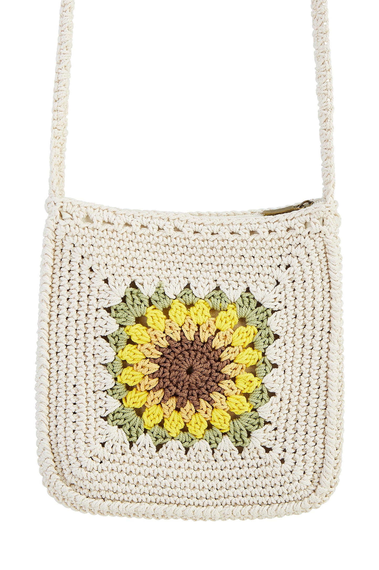 Handmade White Sunflower Crochet Bag