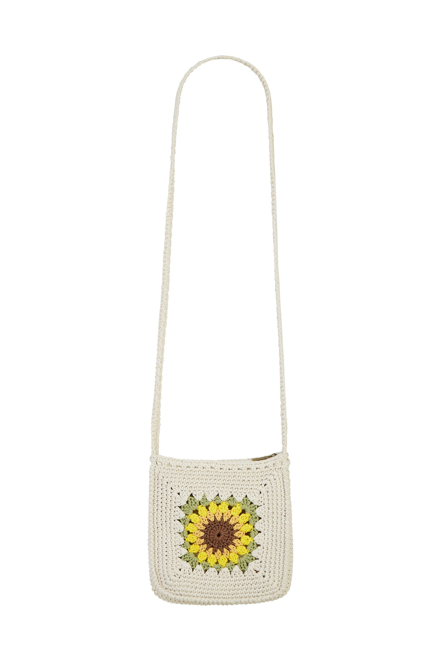 Handmade White Sunflower Crochet Bag