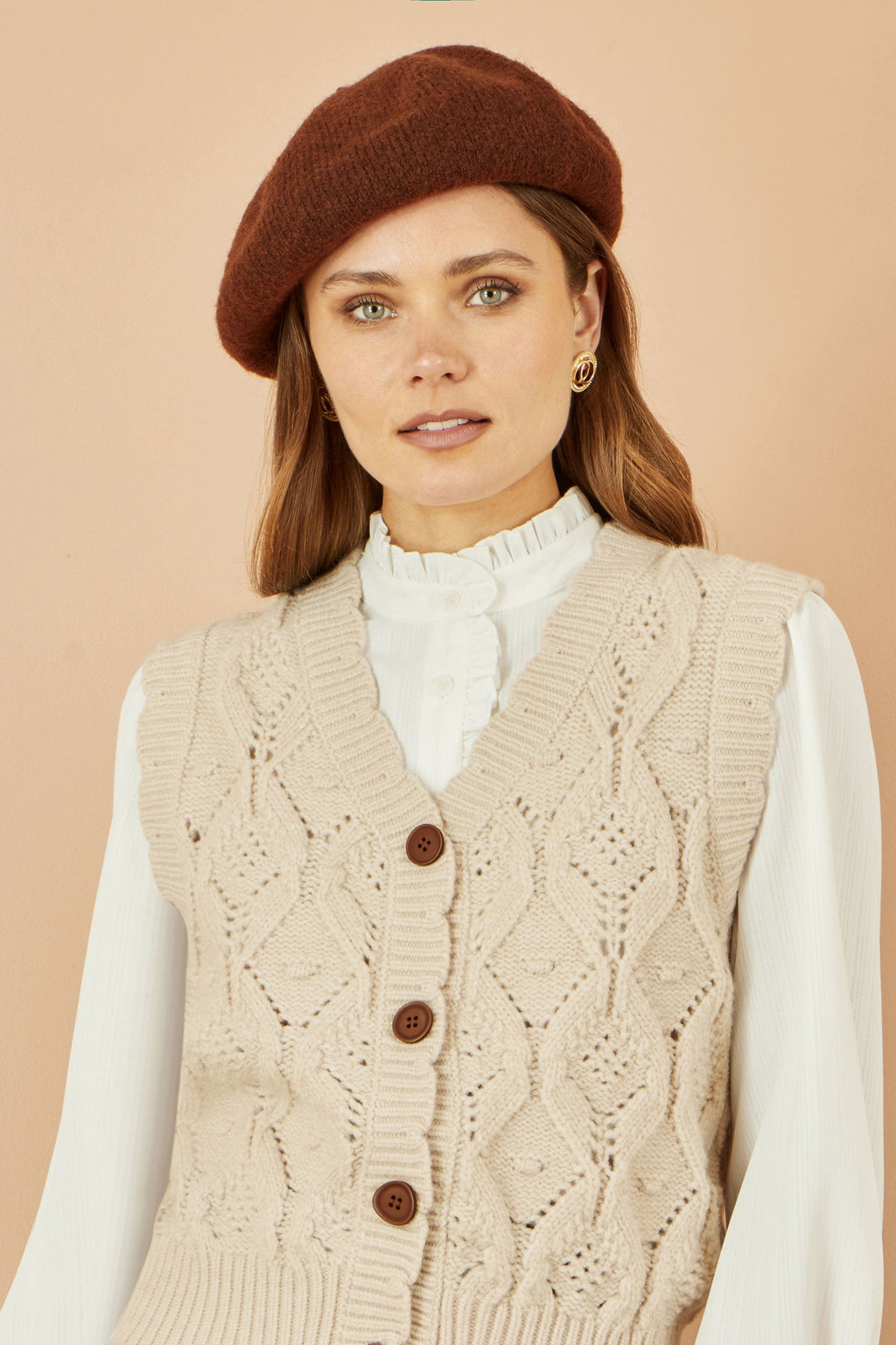 Brown Soft Knitted Beret