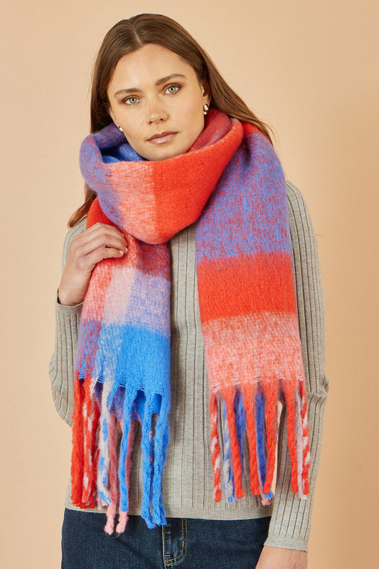 Orange Multicolour Check Scarf