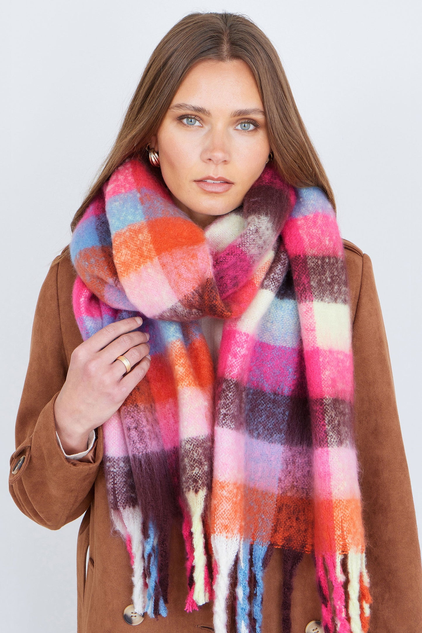 Colour Block Super Fluffy Scarf