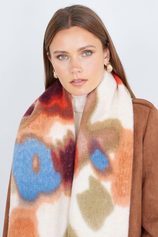 Multi Colour Swirl Fluffy Scarf