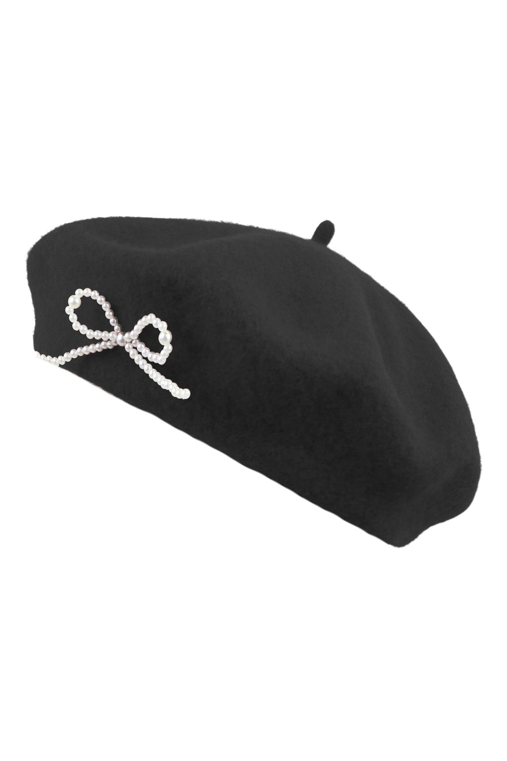 Black Pearl Bow Beret